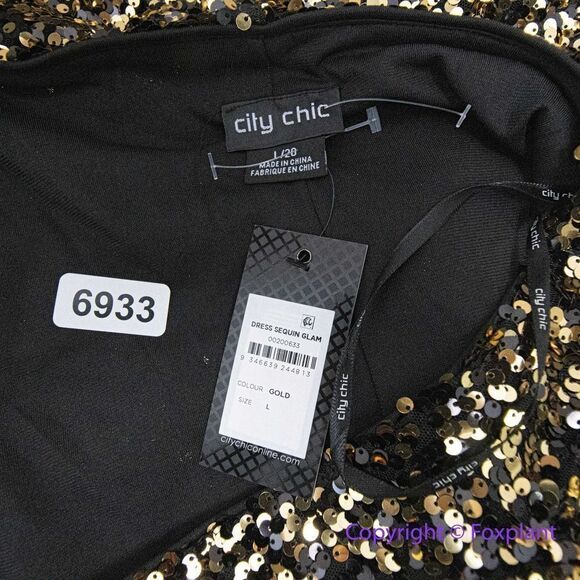 NEW City Chic Sequin Cocktail glam‎ mini Dress, color gold, plus size 20 - Picture 14 of 15